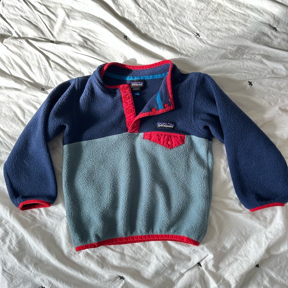 Patagonia Synchilla Blue and Red Quarter-button up Fleece